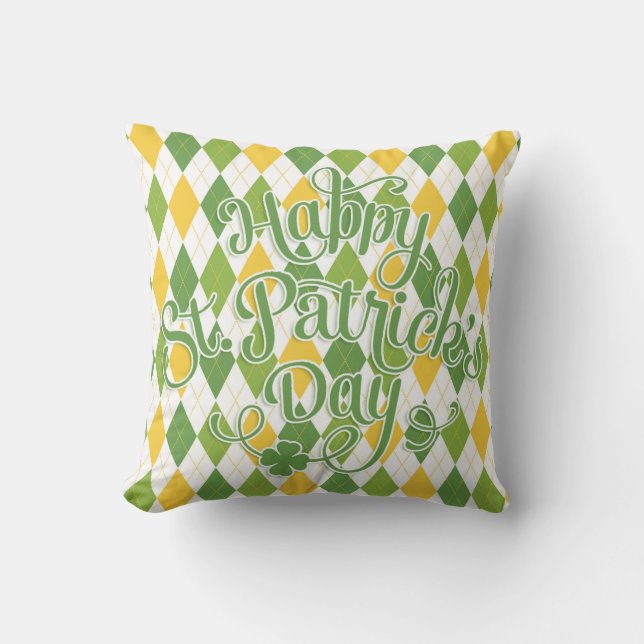 Coussin Jacquard vert - Bonne Saint Patrick's Day (Recto)