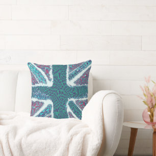 Coussin Jade Purple Union Jack Liquid Art, Animal sauvage