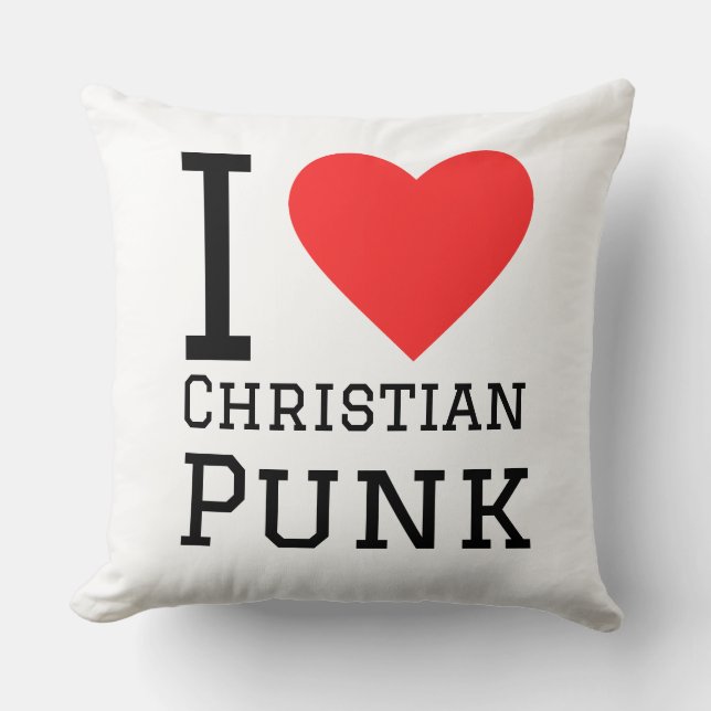 Coussin J'adore Christian punk carré sticker (Recto)