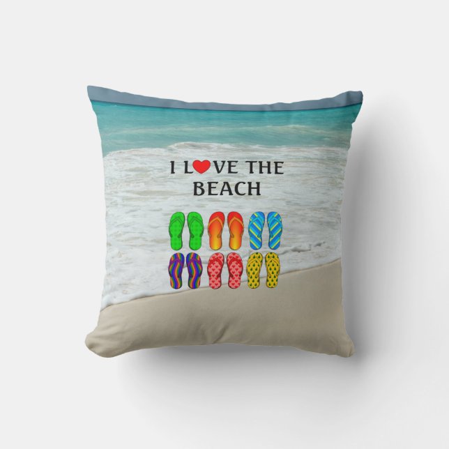 Coussin J'adore la plage,  (Recto)