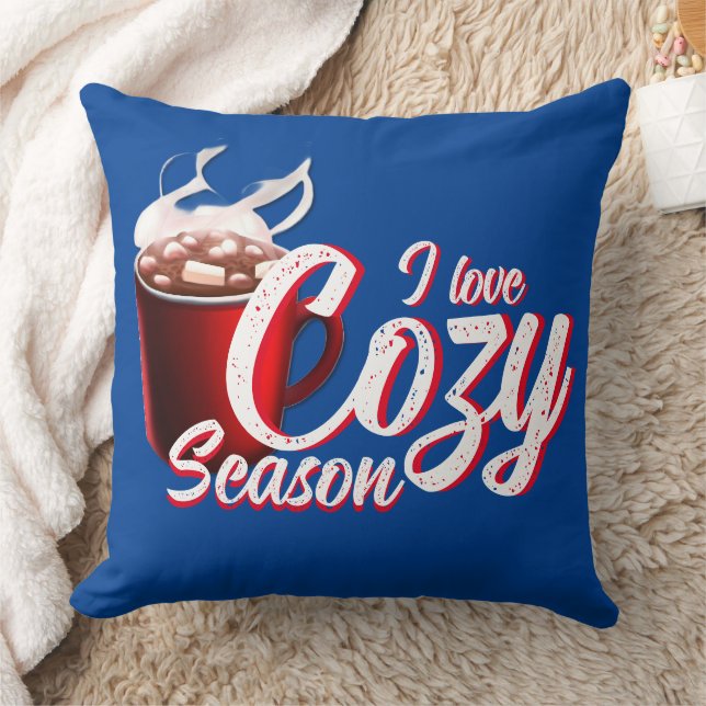 Coussin J'adore la saison cosy Bleu (Couverture)