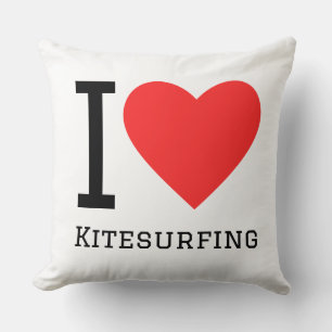 Coussin J'adore l'autocollant carré de kitesurf