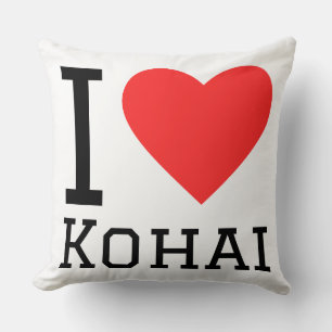Coussin J'adore l'autocollant carré kohai