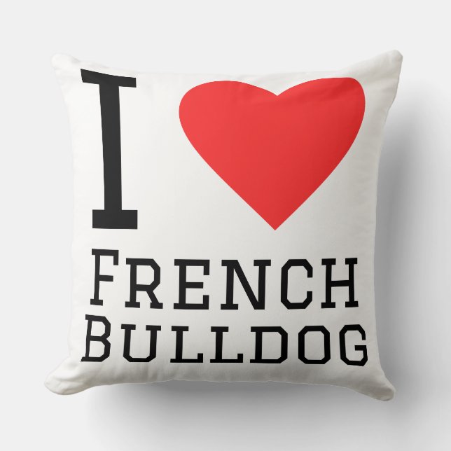 Coussin J'adore le bouledogue français  (Recto)