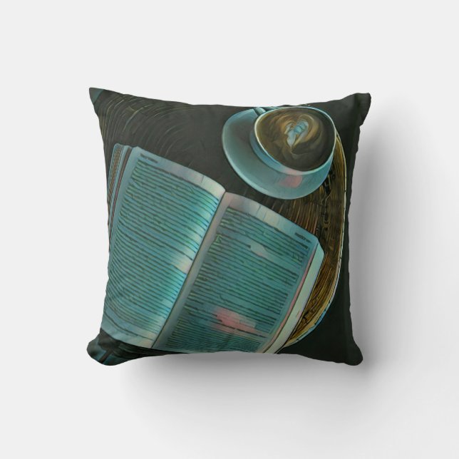 Coussin J'adore le café et les livres (Recto)