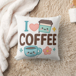 Coussin J'adore le café Mignon Kawaii Autocollant – Adorab
