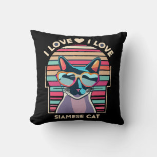 Coussin J'adore le chat siamois