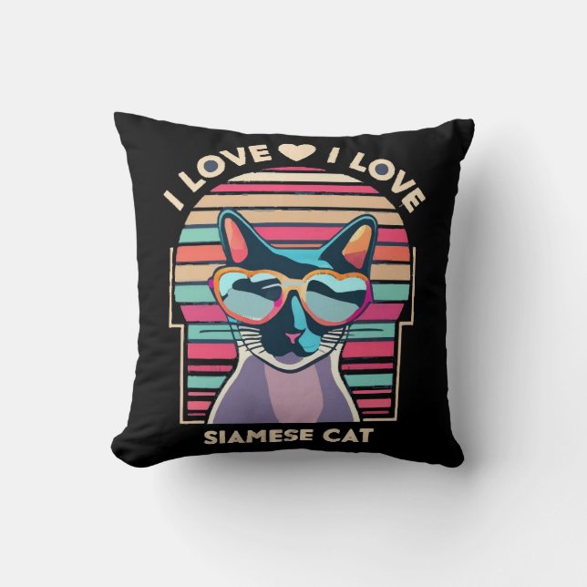 Coussin J'adore le chat siamois (Recto)