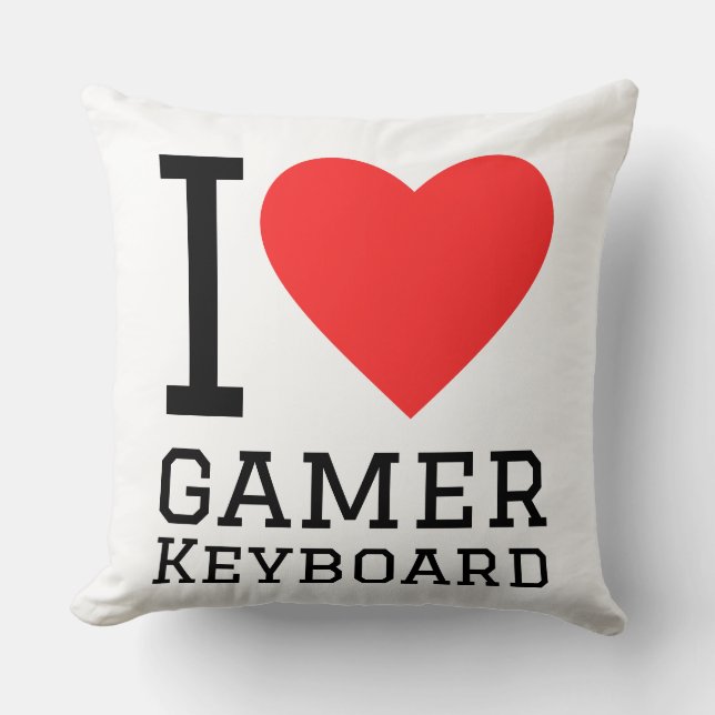 Coussin J'adore le clavier de gamer (Recto)