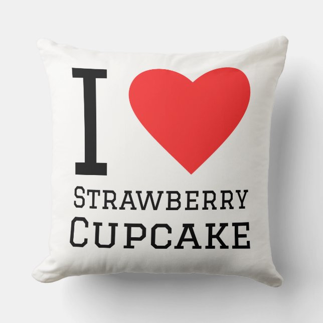 Coussin J'adore le cupcake aux fraises (Recto)