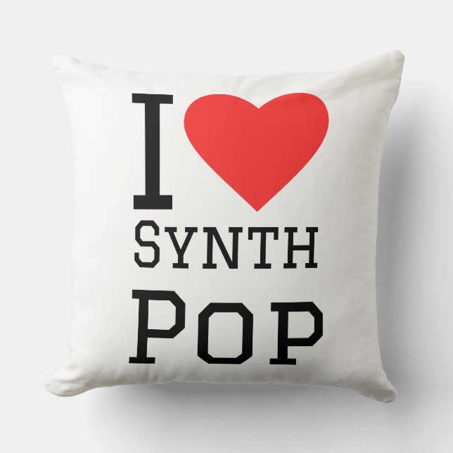 Coussin J'adore le synthétiseur carré pop synth (Recto)