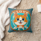 Coussin J'adore les animaux de compagnie chat mignon (Couverture)