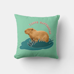 Coussin J'adore les capybaras Amoureux de capybara mignon
