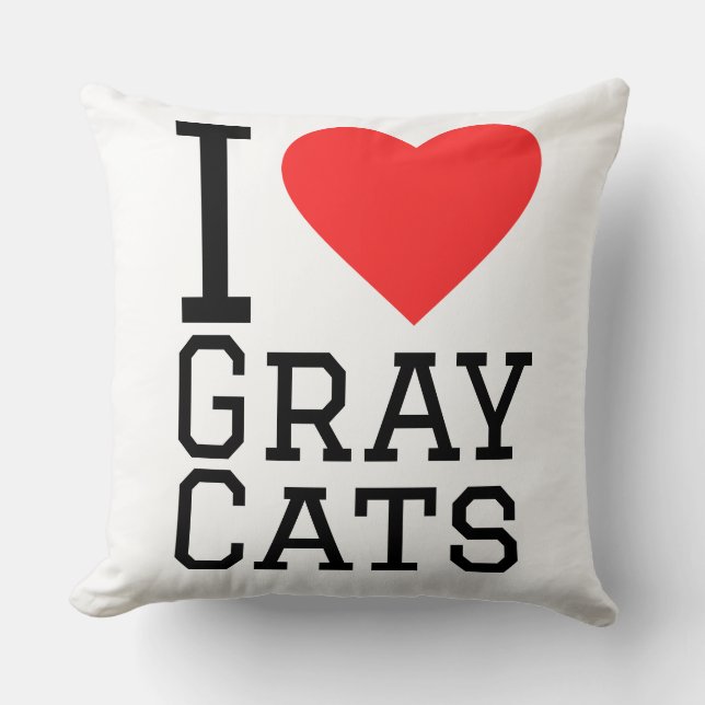 Coussin J'adore les chats gris (Recto)