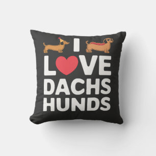 Coussin J'adore les Illustrations Amusantes de Dachshunds 