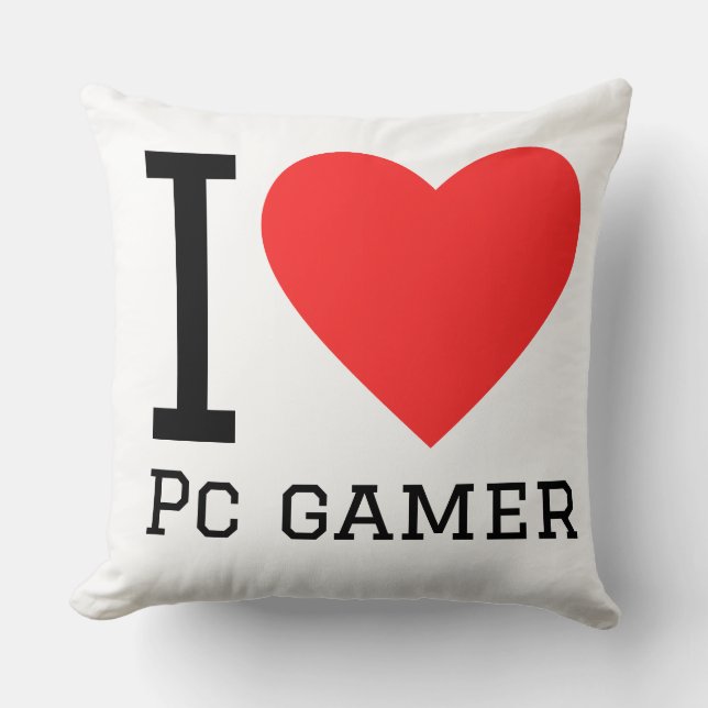 Coussin J'adore les joueurs sur PC (Recto)