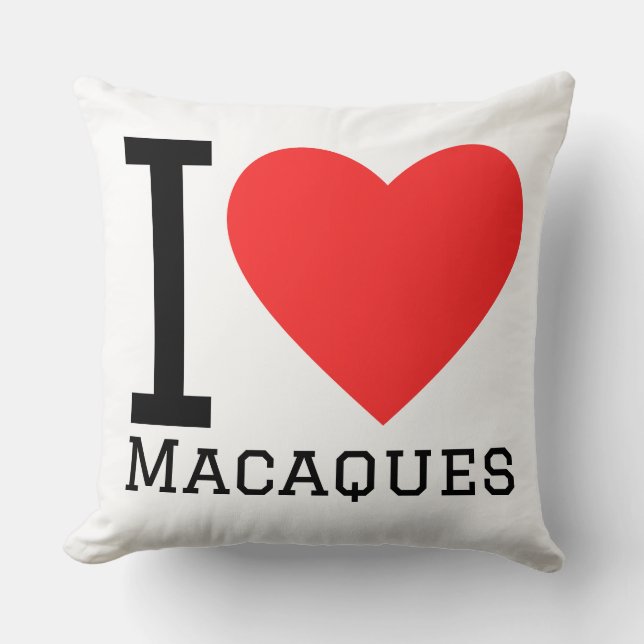 Coussin J'adore les macaques  (Recto)