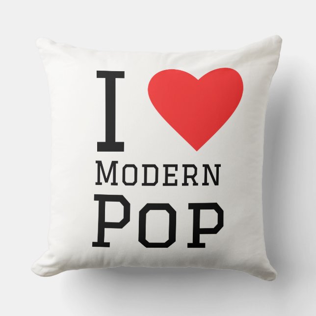 Coussin J'adore les stickers carré pop moderne (Recto)
