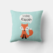 Coussin J'adore lire le mignon renard de dessin animé sur  (Verso)