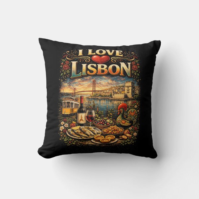 Coussin J'adore Lisbonne (Recto)