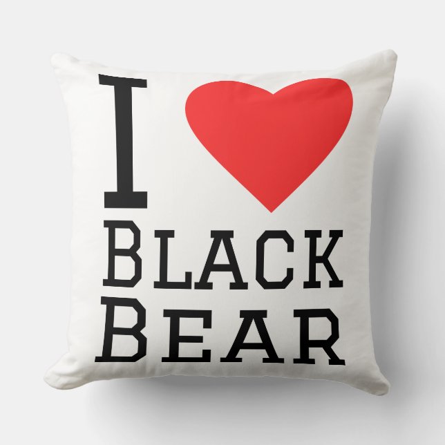 Coussin J'adore l'ours noir (Recto)