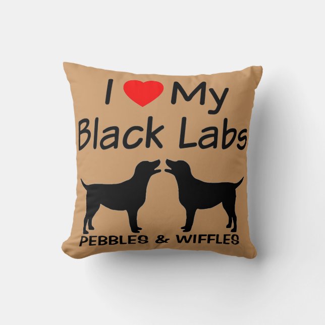 Coussin J'adore mes deux Black Labs (Recto)