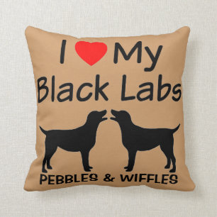Coussin J'adore mes deux Black Labs