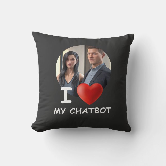 Coussin ❤️J'adore mon chatbot, crée ma propre photo (Recto)