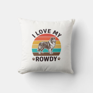 Coussin J'adore mon design de chien Colley vintage tapageu