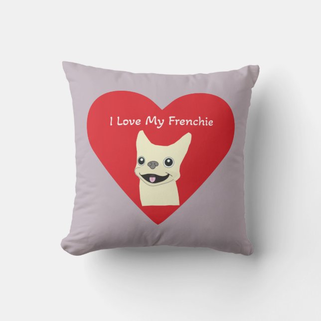 Coussin J'adore mon Frenchie, Lavender (Recto)