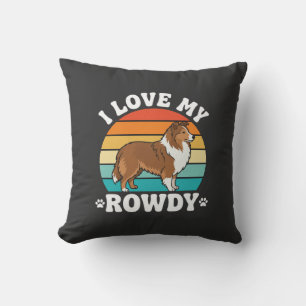 Coussin J'adore mon Sheltie rétro turbulent