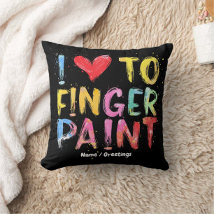 Coussin J'adore peindre avec les doigts des Saint-Valentin