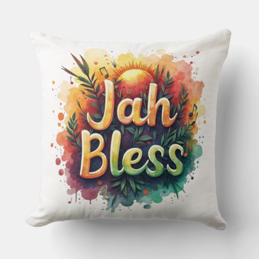 Coussin Jah Bless Reggae Watercolor  (Recto)