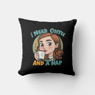 Coussin J'ai besoin de café et d'une sieste