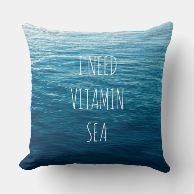 Coussin J'AI BESOIN DE LA MER de VITAMINE - reposez avec (Recto)