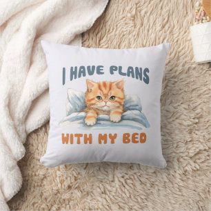 Coussin J'ai des plans avec mon lit - Cosy Orange Chat