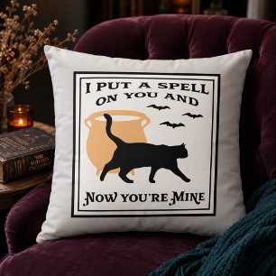 Coussin J'ai Jeté un Sortilège sur Vous Chat Noir d'Hallow