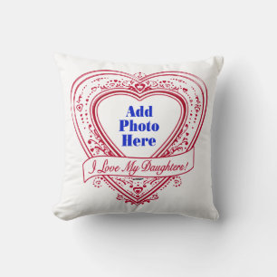 Coussin J'ai Love My Daughters ! Photo Red Hearts