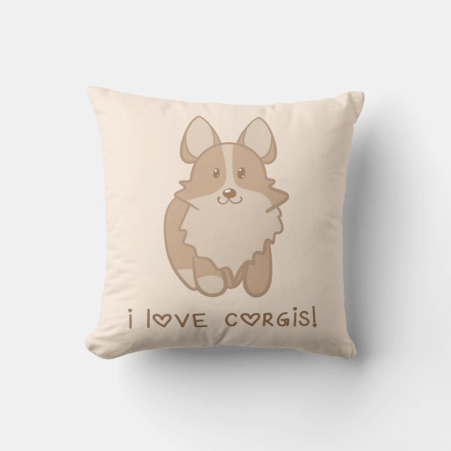 Coussin J'aime Corgis (Recto)