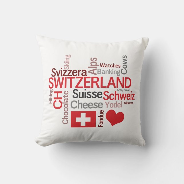 Coussin J'aime des clichés suisses drôles de la Suisse (Recto)