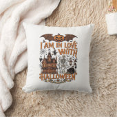 Coussin J'aime Halloween Maison Hantée Squelette Citrouill (Couverture)