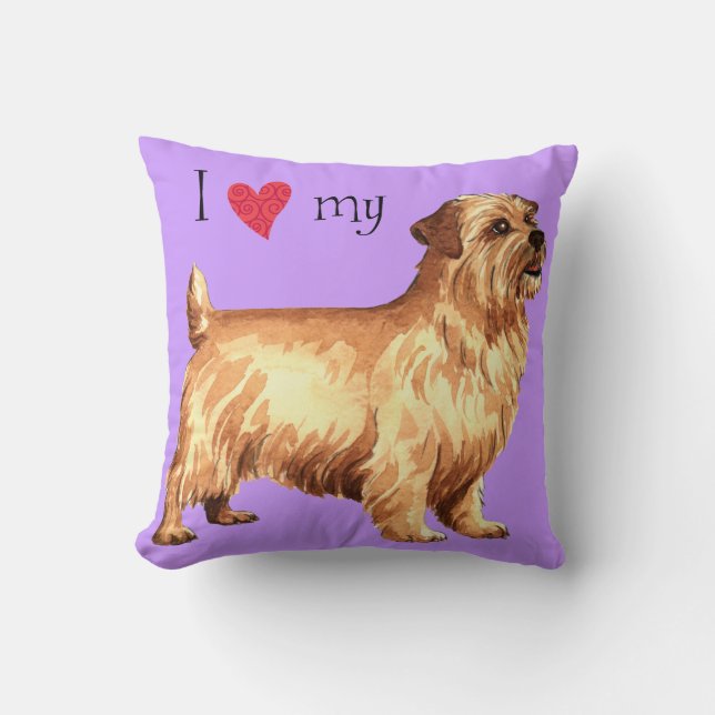 Coussin J'aime la ma Norfolk Terrier (Recto)