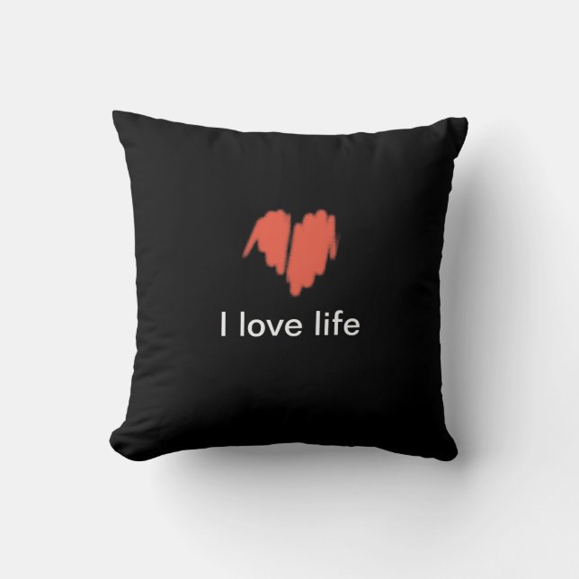 Coussin J'aime la vie Graffiti rouge Sprayed Heart Image (Recto)