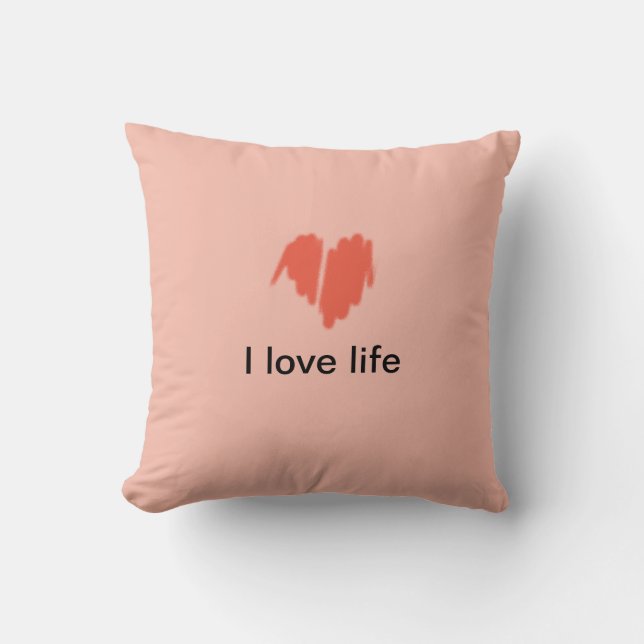 Coussin J'aime la vie Graffiti rouge Sprayed Heart Image (Recto)