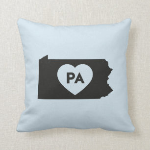 Coussin J'aime le carreau 16" d'état de la Pennsylvanie x