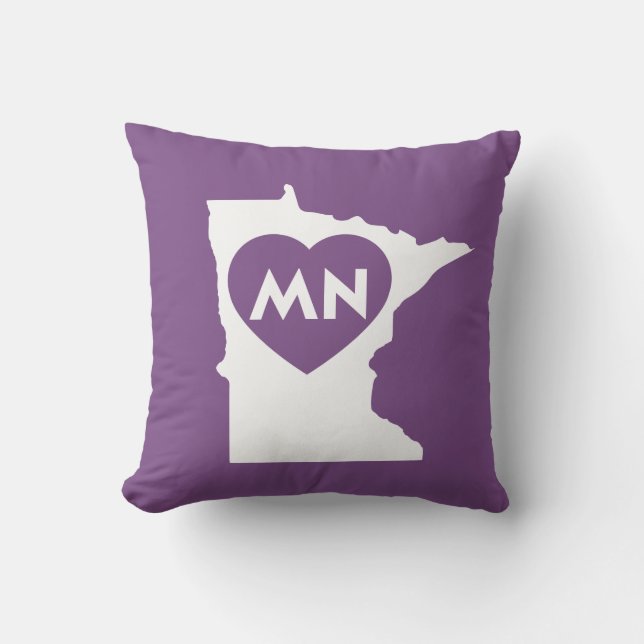 Coussin J'aime le carreau 16" d'état du Minnesota x 16" (Recto)