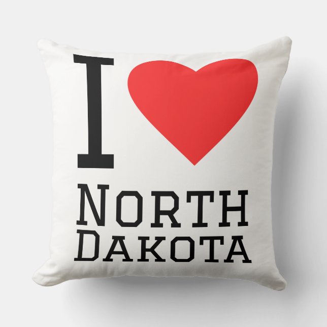 Coussin J'aime le Dakota du Nord  (Recto)