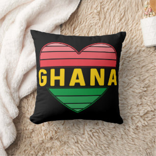 Coussin J'aime le Ghana, le coeur ghanéen