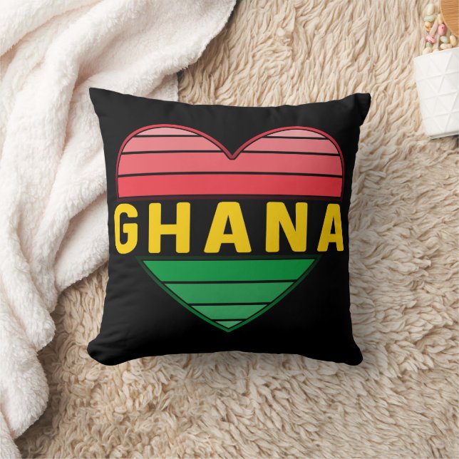 Coussin J'aime le Ghana, le coeur ghanéen (Couverture)