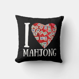 Coussin J'aime le mahjong   Funny mahjong